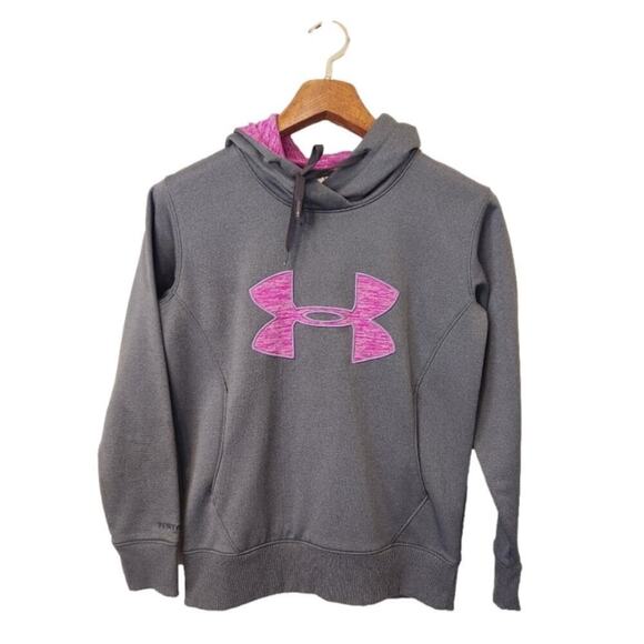 Under‎ Armour Size XS Gray & Pink Hooded Sweatshirt - Picture 1 of 10